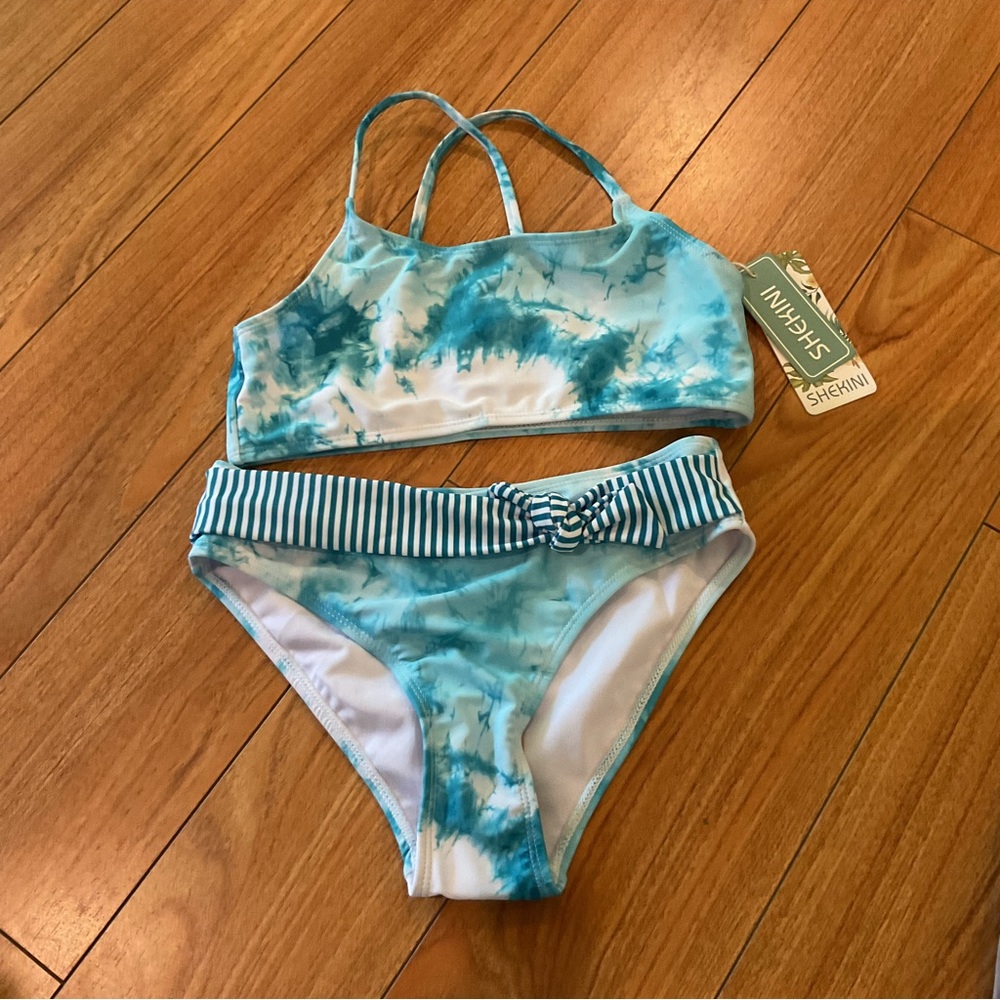 SHEKINI girl tie dyed Striped Bikini Set